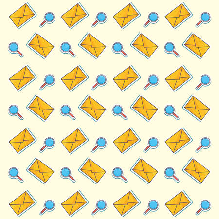 envelope and lupes background, colorful design. vector illustrationのイラスト素材