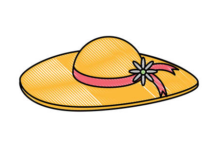 beach hat over white background, colorful design. vector illustrationのイラスト素材