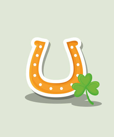Horseshoe and clover iconのイラスト素材