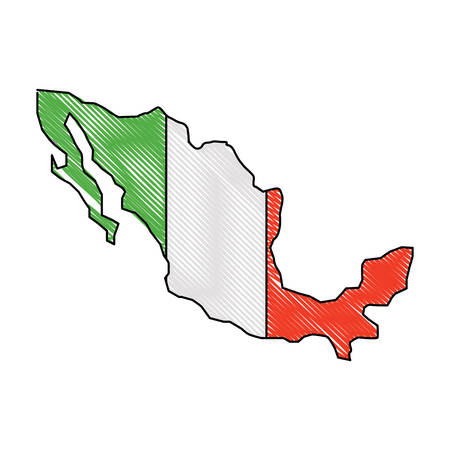map of mexico icon over white background, colorful design. vector illustrationのイラスト素材