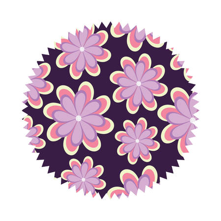 seal stamp with floral design, colorful design. vector illustrationのイラスト素材