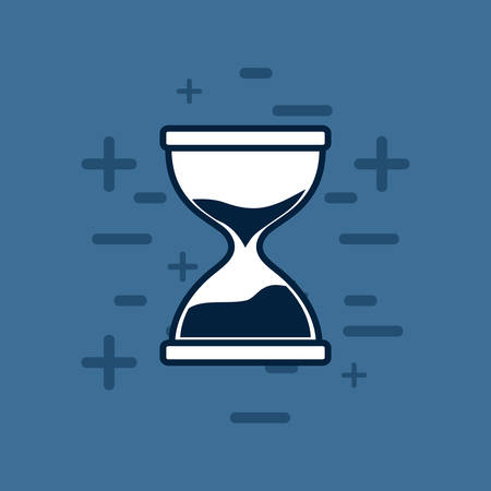 hourglass icon over blue background, colorful line design. vector illustration