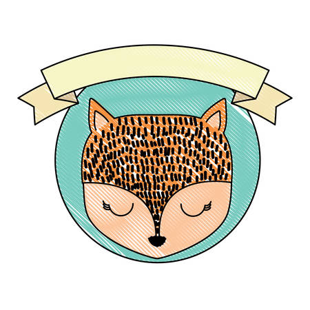 Emblem of cute animals concept with decorative ribbon and cute icon over white background, colorful design.のイラスト素材