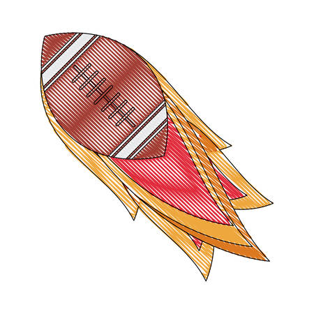 American football ball on Fire icon over white background, colorful design. vector illustrationのイラスト素材