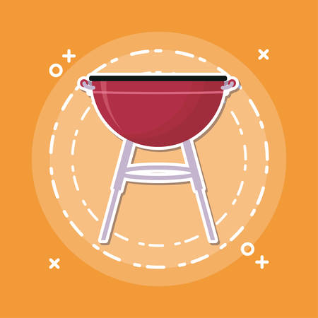 bbq grill icon over orange background, colorful design. vector illustrationのイラスト素材