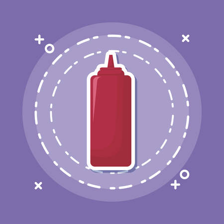 ketchup bottle icon over purple background, colorful design. vector illustrationのイラスト素材