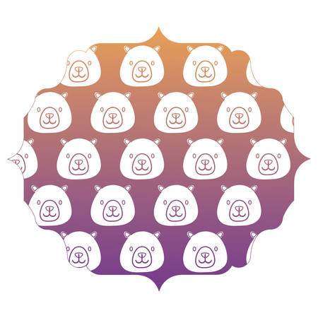 decorative arabic frame with cute bears over white background, colorful design. vector illustrationのイラスト素材