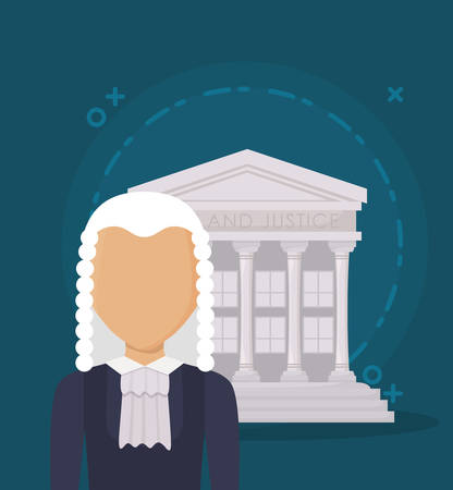 avatar judge and court symbol over blue background, colorful design. vector illustrationのイラスト素材