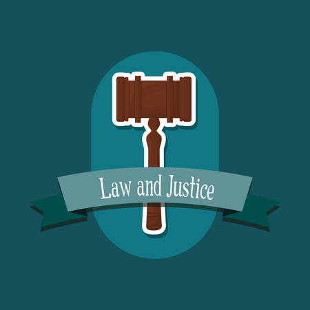 emblem of law and justice concept with gavel icon over blue background, colorful design. vector illustratonのイラスト素材