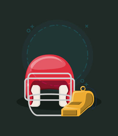 american football design with helmet and whistle over black background, colorful design. vector illustrationのイラスト素材