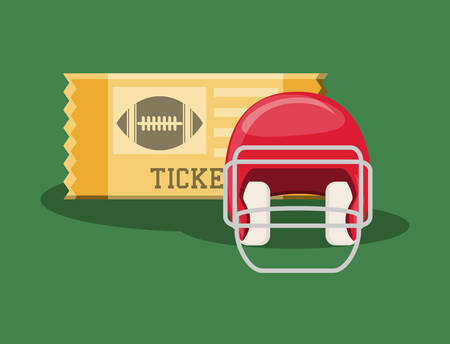 american football design with helmet and ticket over green background, colorful design. vector illustrationのイラスト素材