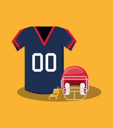 Football jersey and helmet over a yellow backgroundのイラスト素材