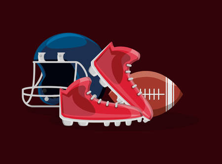 american football design with cleats and related icons over brown background, colorful design. vector illustrationのイラスト素材