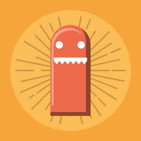 Video game ghost over an orange backgroundのイラスト素材