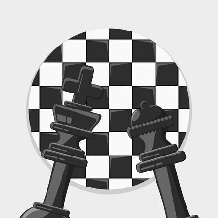 Chess game design with king and queen pieces over a white backgroundのイラスト素材