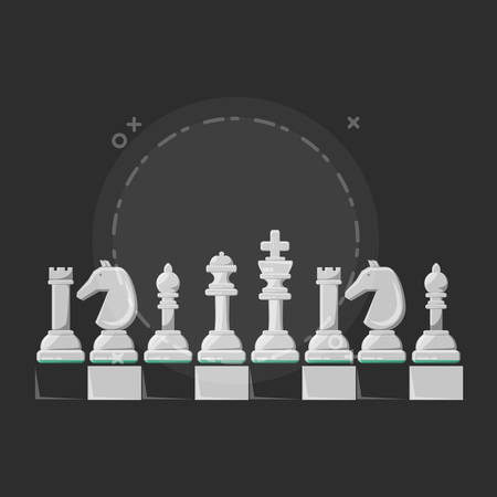 Chess game design with pieces over a black backgroundのイラスト素材