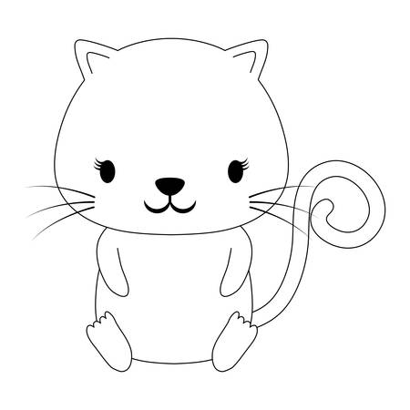 Cute cat icon over white background, colorful design vector illustration.のイラスト素材