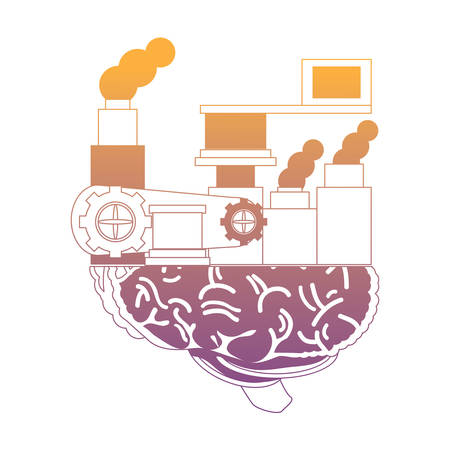 brain machine icon over white background, colorful design. veector illustrationのイラスト素材