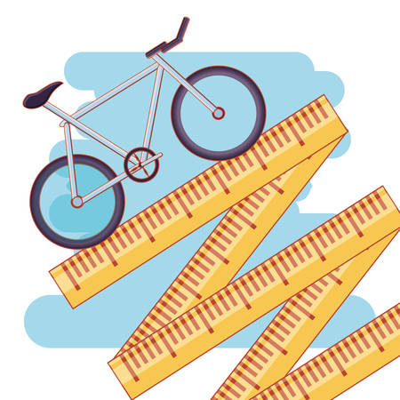 bicycle and tape measure healthy lifestyle set icons vector illustration designのイラスト素材