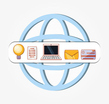 sphere with social media set icons vector illustration designのイラスト素材