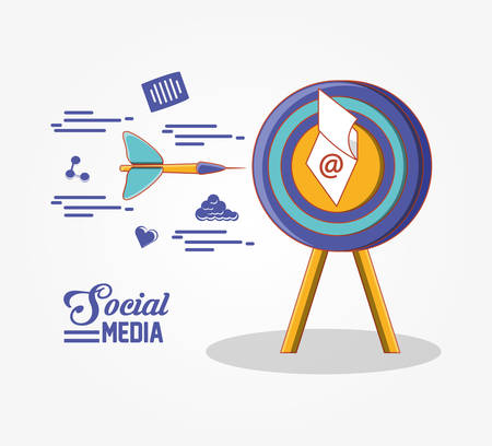 target with dart and social media set icons vector illustration designのイラスト素材