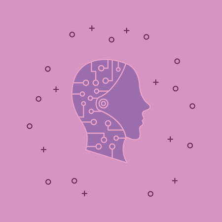 robotic head icon over pink background, colorful design. vector illustrationのイラスト素材