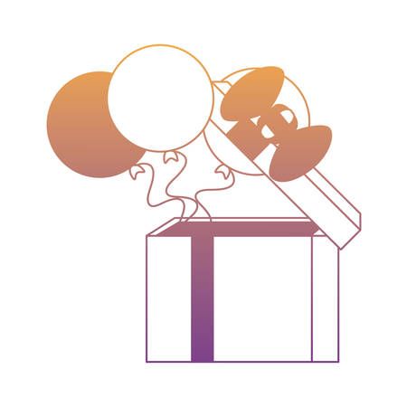gift box with balloons  over white background, colorful design. vector illustrationのイラスト素材