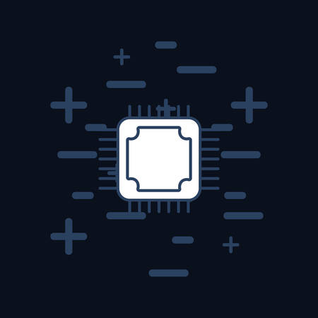 computer chip icon over blue background, colorful line design. vector illustrationのイラスト素材
