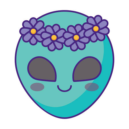 Cute alien icon over white background, vector illustration.のイラスト素材