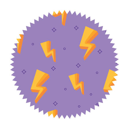 seal stamp with lightning pattern over white background, colorful design. vector illustrationのイラスト素材