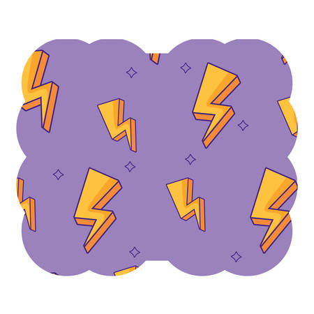 Decorative frame with lightning pattern over white background, colorful design. Vector illustration.のイラスト素材