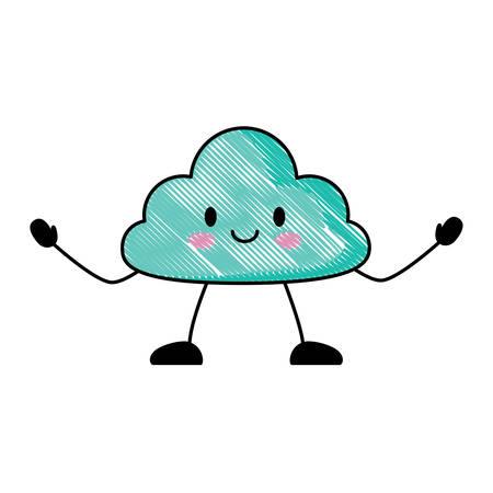 happy cloud icon over white background, vector illustrationのイラスト素材