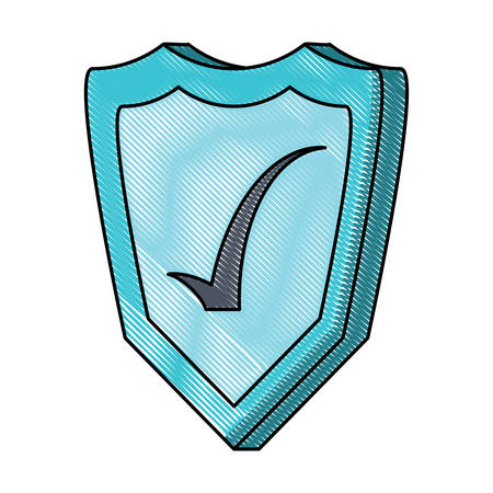 shield with check icon over white background, vector illustrationのイラスト素材