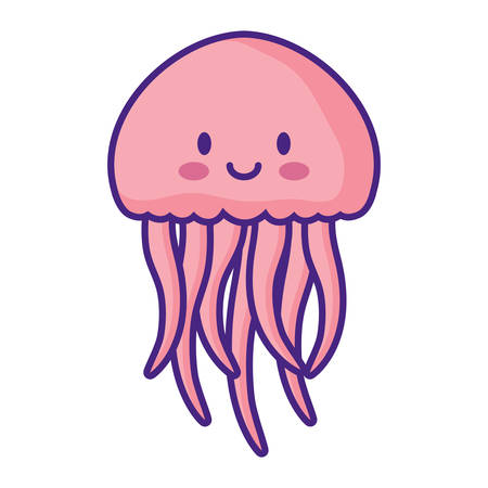Cute jellyfish over white background, vector illustrationのイラスト素材