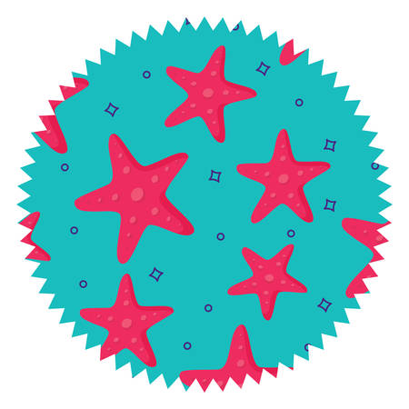 Seal stamp with seastars pattern over white background, colorful design. Vector illustrationのイラスト素材