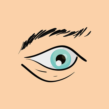 design of blue eye and eyebrow of man, vector illustrationのイラスト素材