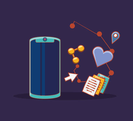 Social media design with smartphone and related iconsのイラスト素材