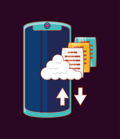 Social media design with smartphone and cloud storageのイラスト素材