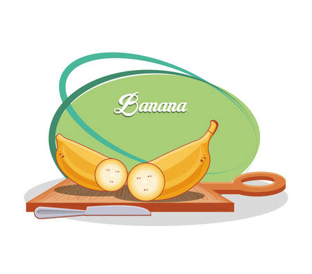 Banana cut slice healthy food vector illustration designのイラスト素材