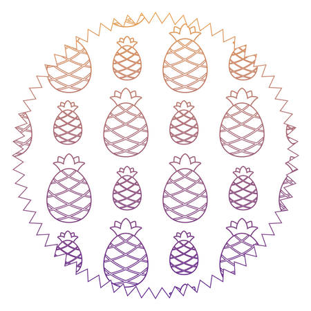 Seal stamp with pineapples pattern over white background, vector illustrationのイラスト素材
