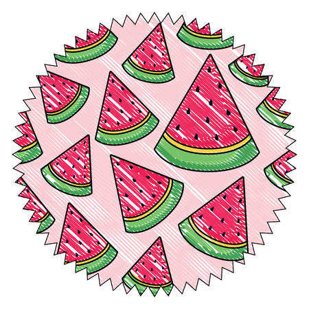 Seal stamp with watermelon pattern over white background, vector illustrationのイラスト素材