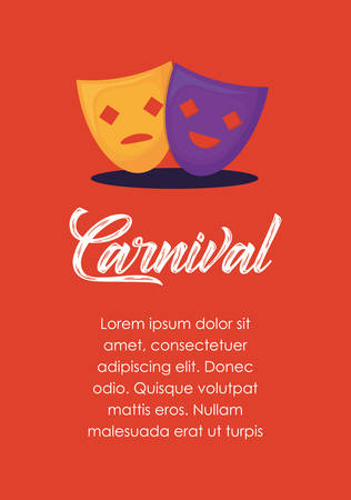 Infographic of carnival concept with theater masks over red background, colorful design. vector illustrationのイラスト素材