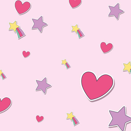 background of hearts and stars, colorful design. vector illustrationのイラスト素材