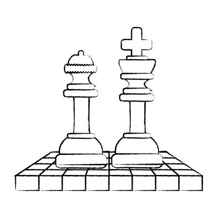 chessboard with king and queen over white background, vector illustrationのイラスト素材