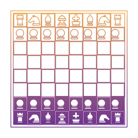 Chessboard with pieces over white background, colorful design. vector illustrationのイラスト素材