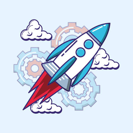 rocket over background, colorful design. vector illustrationのイラスト素材