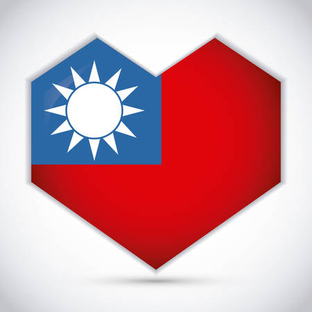 Taiwan flag in heart shape design over white background, colorful design. vector illustrationのイラスト素材