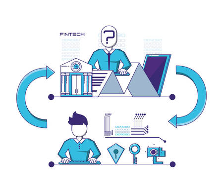 financial technology set icons vector illustration designのイラスト素材