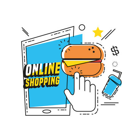 shopping online with smartphone vector illustration designのイラスト素材