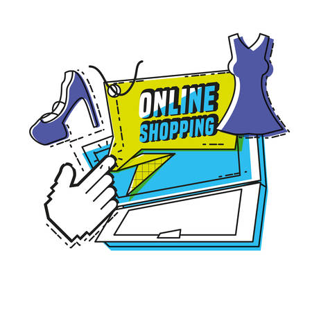 laptop computer with shopping online concept vector illustration designのイラスト素材